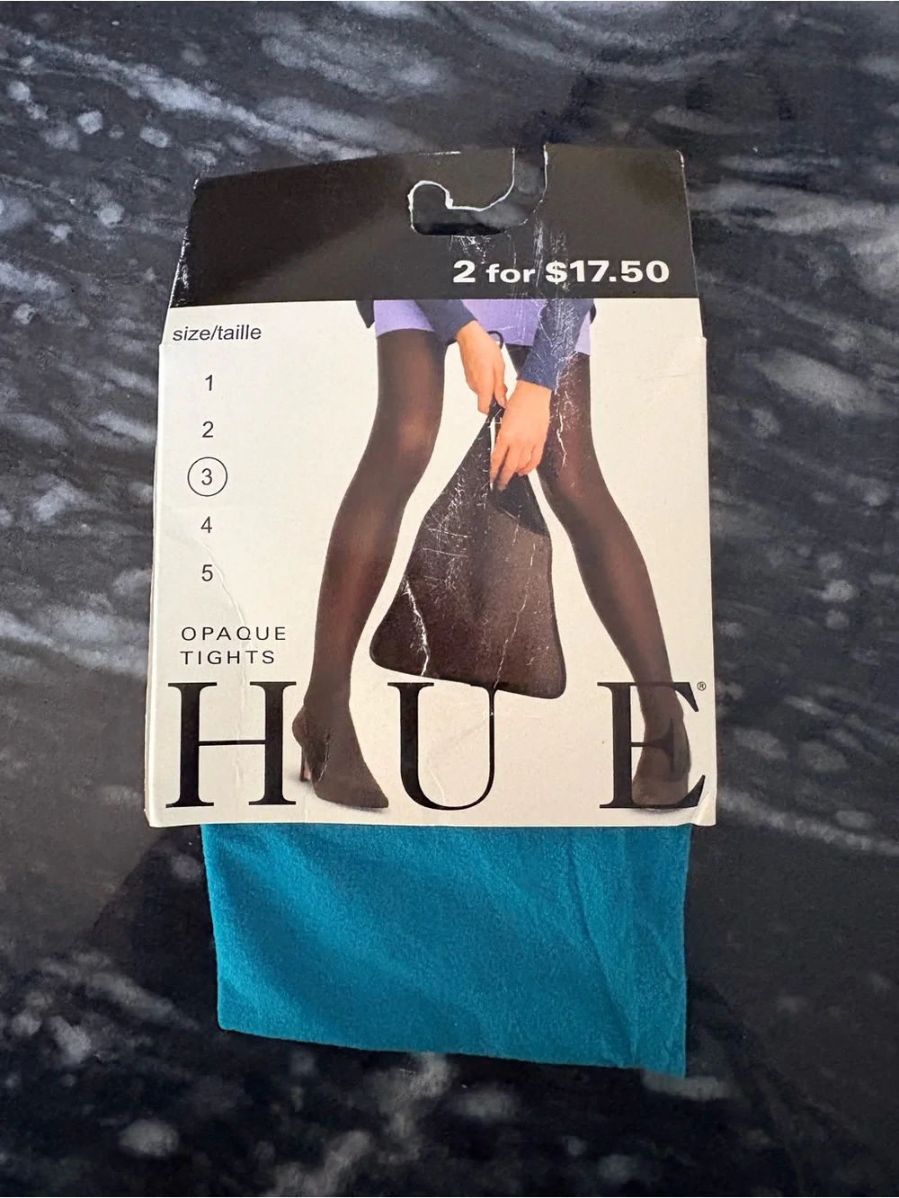 NWT Hue Teal Turquoise Blue Opaque Tights Size 3